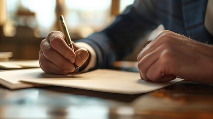 Obraz premium A person meticulously writing a letter by hand, capturing the personal touch of traditional communication.