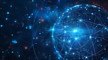 Obraz premium Abstract digital connection dots and lines. Technology background. Network connection structure. Plexus effect. 3d