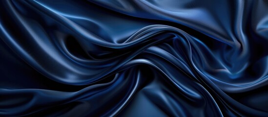 Fototapeta premium Navy Blue Abstract Background with Silky Satin Texture and Elegant Wave Design