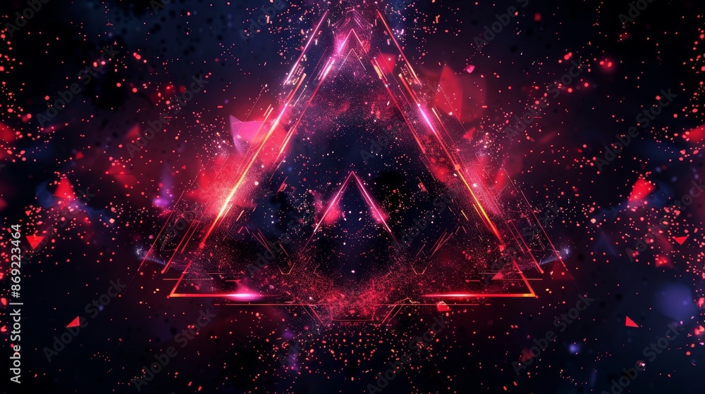 Poster 3d modern illustration of abstract light shine texture textured triangle fade into perspective dista