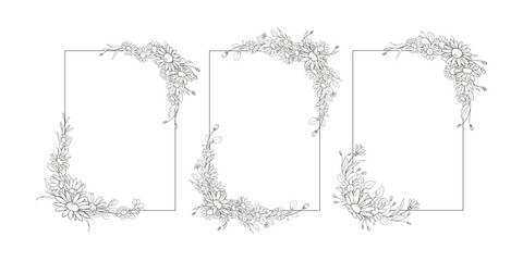 Hand Drawn Daisy Flower Frame Background