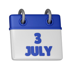 3 July Calendar 3d icon