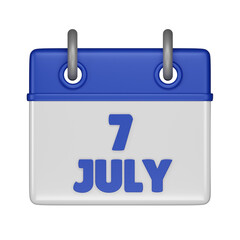7 July Calendar 3d icon