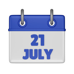 21 July Calendar 3d icon