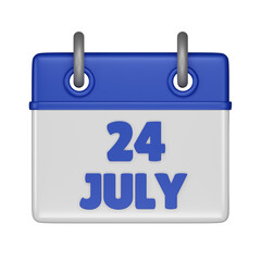 24 July Calendar 3d icon