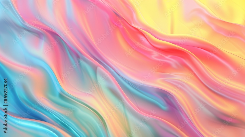 Poster an abstract blur spot with holographic effect. a modern 3d chameleon shape gradient texture. a soft 