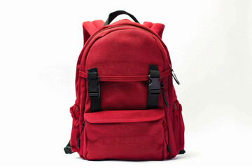 Fototapeta premium Red Backpack with Black Accents