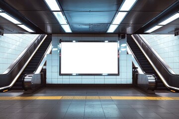 Advertise or brand your company with this mockup of a digital screen billboard in an underground subway environment