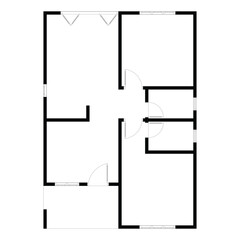 Black and White floor plan of a modern unfurnished house for your design. Suburban house vector blueprint. Architectural background	