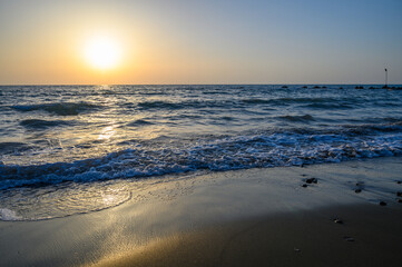 Beautiful sunset over the Mediterranean sea in Gaziveren , Cyprus
