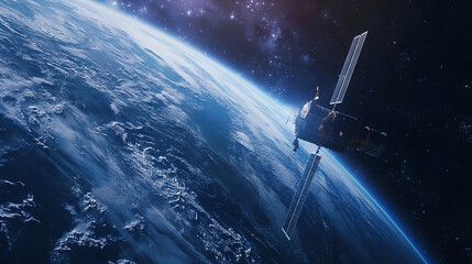 Space technology Style Background Satellites orbit the earth