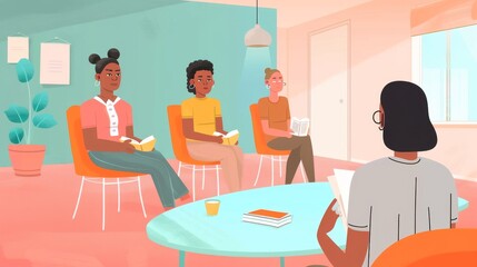 Diverse Women Enjoying a Book Club Gathering