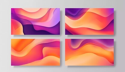 collection of four orange, purple and pink abstract background vector designs.