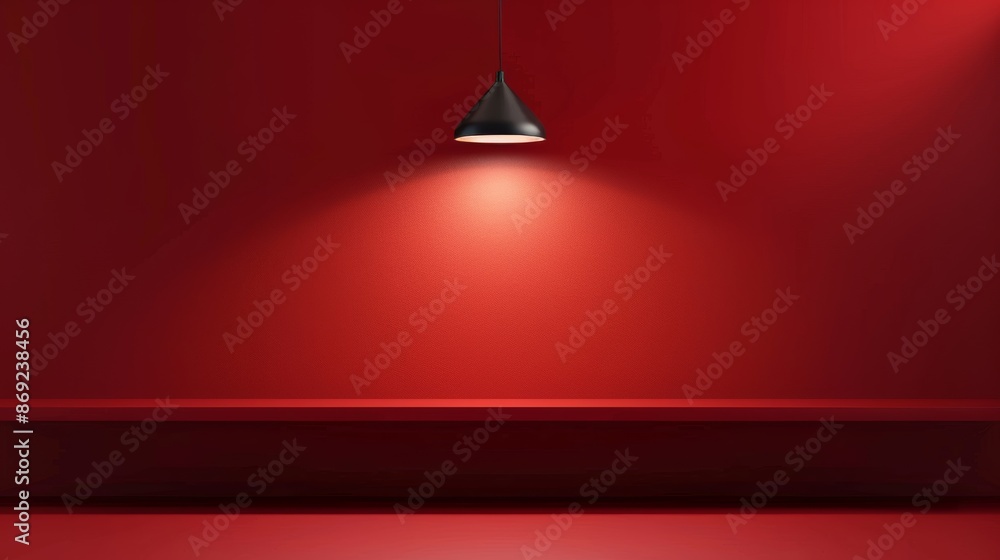 Poster 3d bookshelf podium with spotlight for displaying products. illustration of studio or gallery empty 