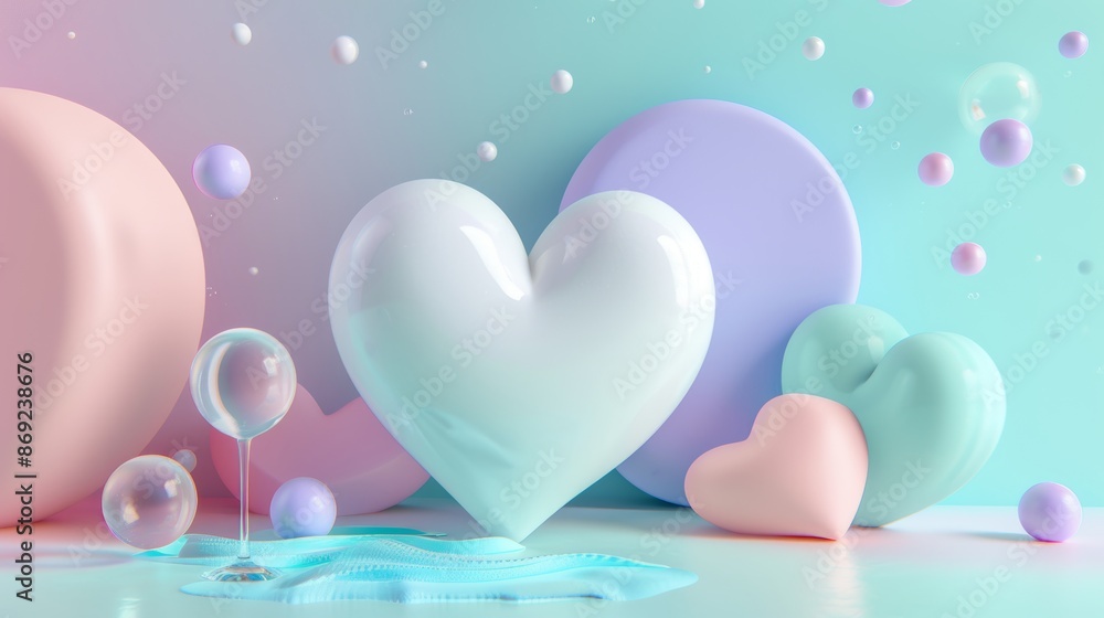 Poster a realistic pink magic bubble background with light reflection on a ball for a game. an abstract gla