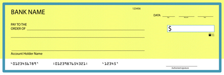 Cheque with water mark, guilloche and chequebook