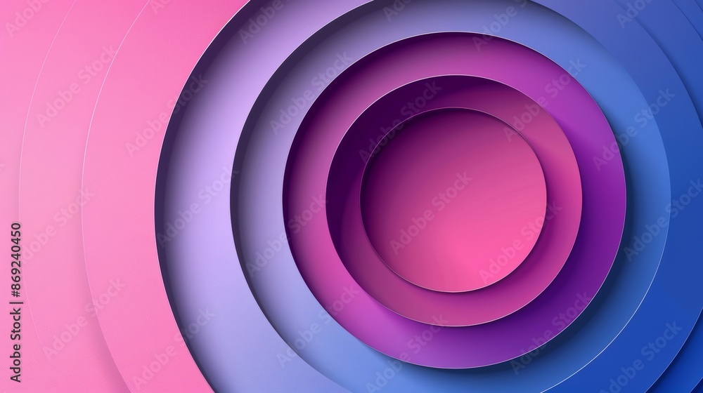 Poster modern radial geometric cutout cardboard backdrop with subtle circle pieces of paper and bright grad