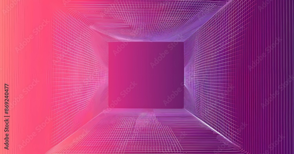 Aufkleber purple and pink vector gradient background with thin line frame, geometric texture pattern for poste