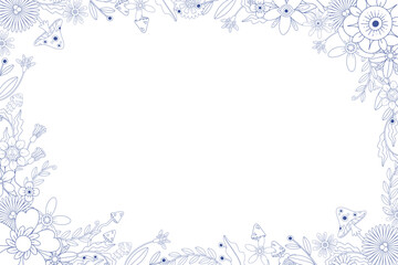 Hand Drawn Groovy Flower Frame Background