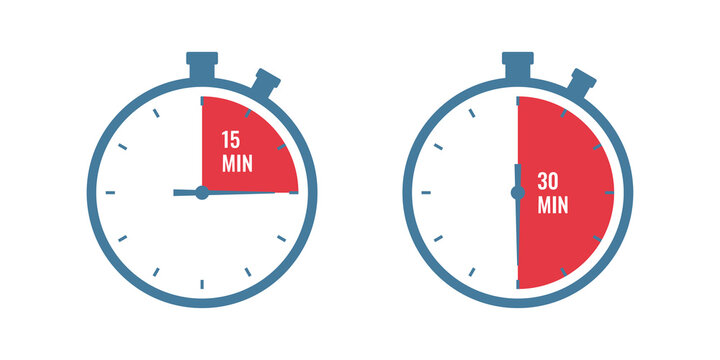 Stopwatch timer icon set isolated on transparent background. Countdown timer symbol icon for sports and cooking.