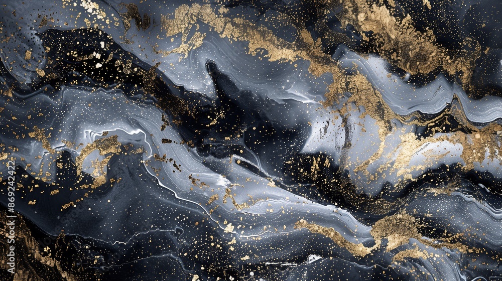 Poster luxurious abstract design with metallic elements and glitter, adding sophisticated glamour to any se