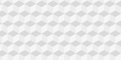 Abstract white and gray style minimal blank cubic. Geometric pattern illustration mosaic, square and triangle wallpaper. Seamless cube technology business concept.	
