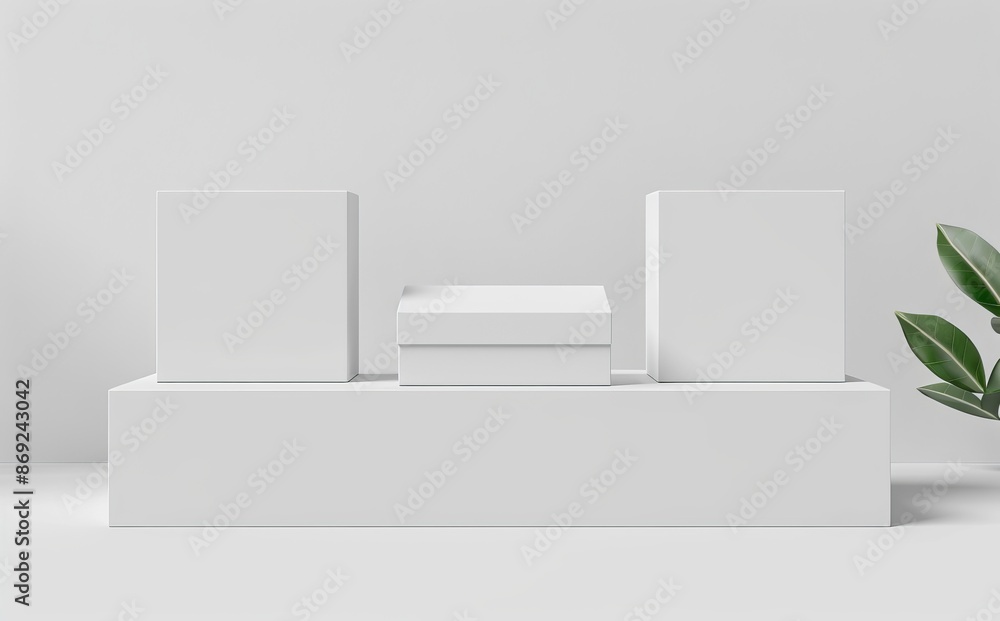 Poster isolated on white background with clipping paths, set of white boxes in tall shape.