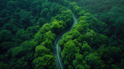 The winding roads in the forest, bird's-eye view