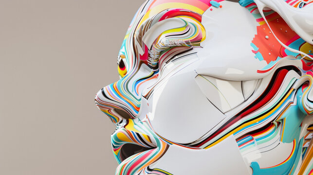 Colorful abstract profile of a face in vibrant hues