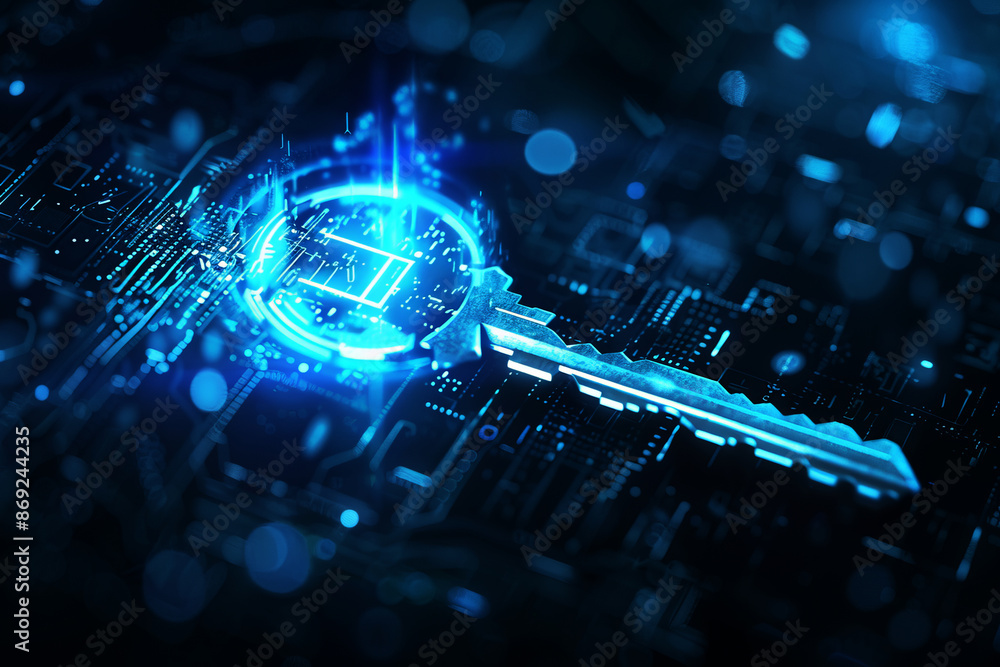 Poster abstract futuristic key security ,data and technology concept,