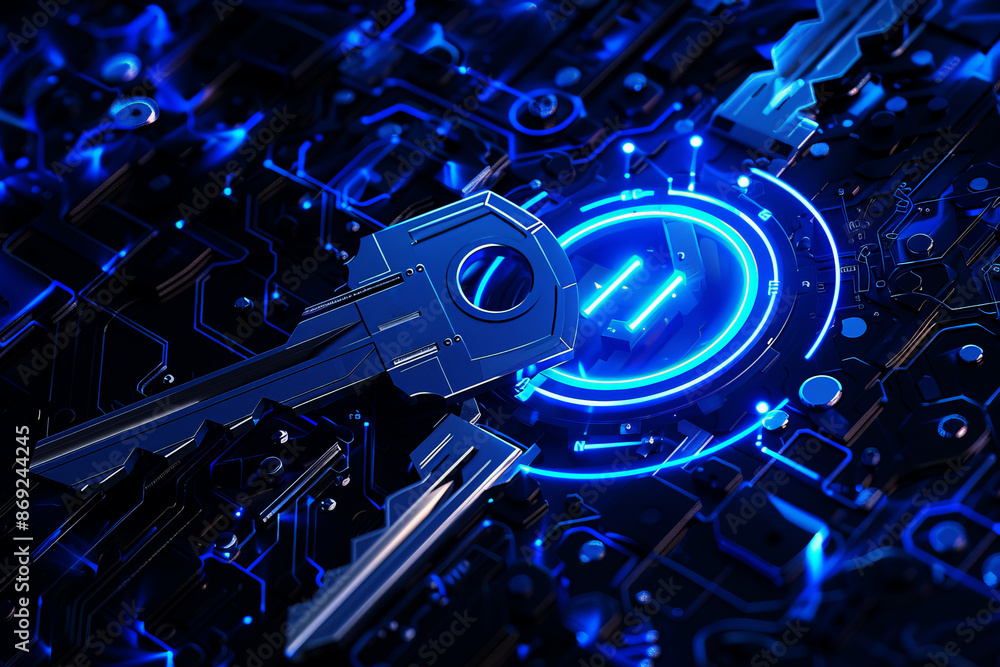 Poster abstract futuristic key security ,data and technology concept,