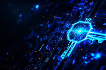 Obraz premium Abstract futuristic key security ,data and technology concept, 