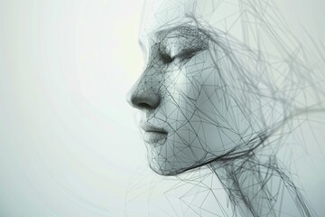 Minimalist abstract representation of the human mind, using simple geometric shapes and lines to