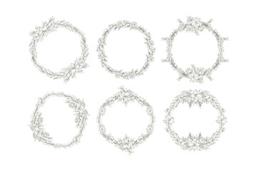 Hand Drawn Christmas Flower Frame Background