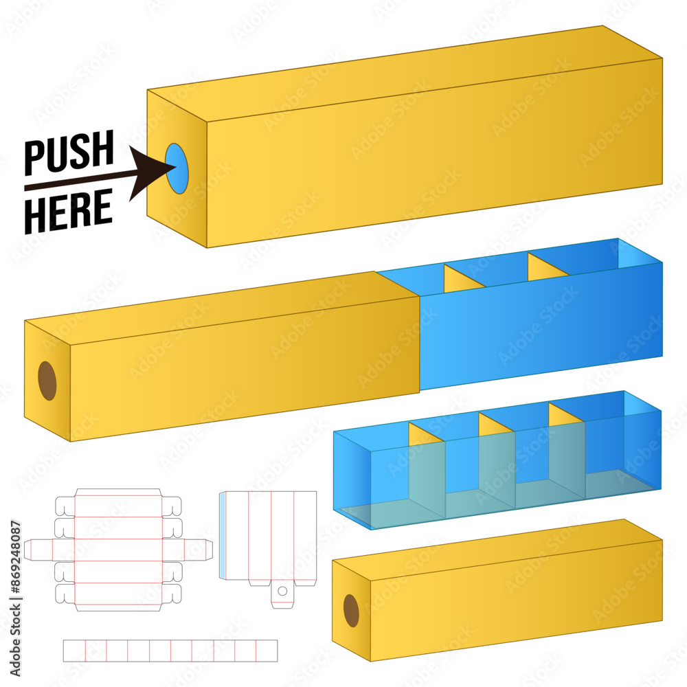 Canvas Prints box packaging die cut template design. 3d mock-up