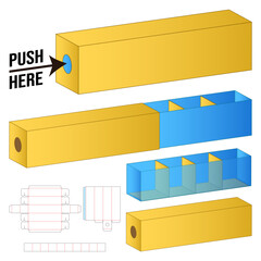 Box packaging die cut template design. 3d mock-up
