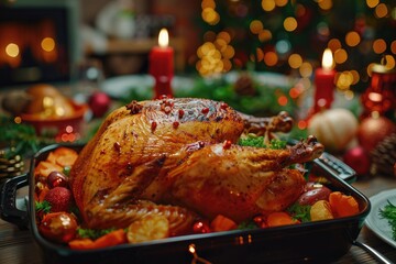 Roast chicken on the plate