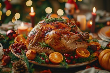 Roast chicken on the plate