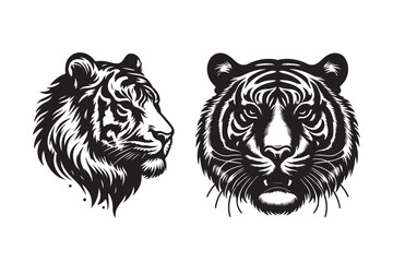 Tiger head silhouette vector art illustration
