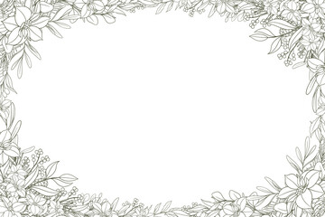 Hand Drawn Christmas Flower Frame Background