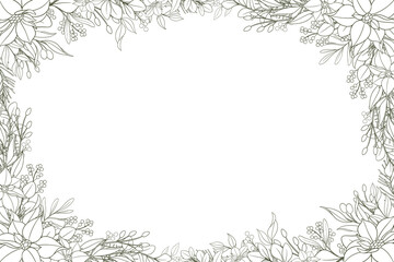 Hand Drawn Christmas Flower Frame Background