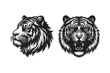 Tiger head silhouette vector art illustration