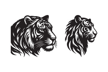 Tiger head silhouette vector art illustration