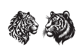 Tiger head silhouette vector art illustration