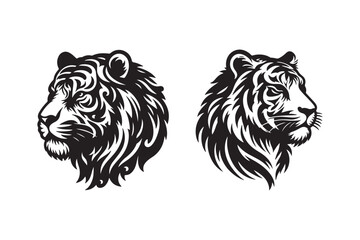 Tiger head silhouette vector art illustration