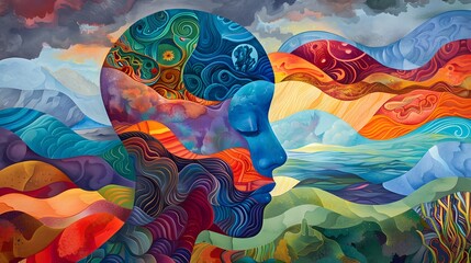  cognitive flexibility as a colorful spectrum of thought pathways, illustrating the ability to navigate between different ideas and perspectives with ease, showcasing the cognitive benefits of mindful