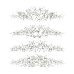 Hand Drawn Christmas Flower Frame Background