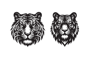 Tiger head silhouette vector art illustration