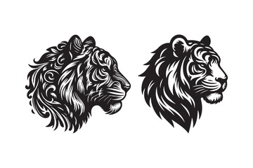 Tiger head silhouette vector art illustration