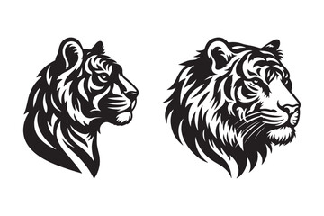 Tiger head silhouette vector art illustration